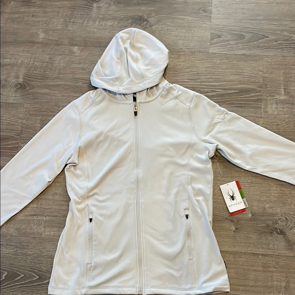 Spyder White Hooded Sweatshirt Lightweight Minimalist
